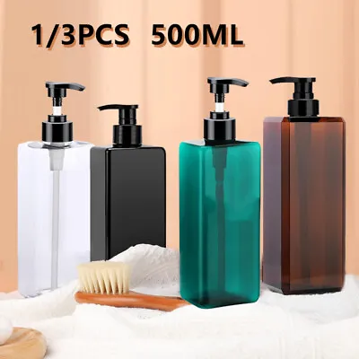 1/3Pcs Hand Pump Bathroom Liquid Soap Dispenser Refillable Shampoo Bottle 500ML • £5.38