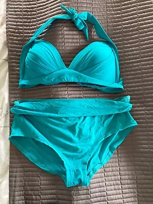 Marks And Spencer Bikini Size 14 Teal Good Condition  • £1.99