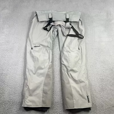 Marmot Snow Pants L Gray Windstopper Lined Cargo Ski Snow Pants Bibs Overalls • $58.88