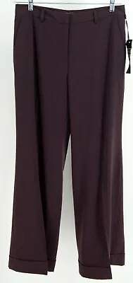 NEW Vertigo Paris Dress Pants Wide Leg Cuffed Size 10 Trousers Slack Purple Plum • $19.99