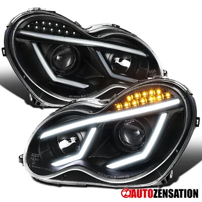 Fits 2001-2007 Mercedes Benz W203 C230 C240 LED Strip Projector Headlights Black • $240.99