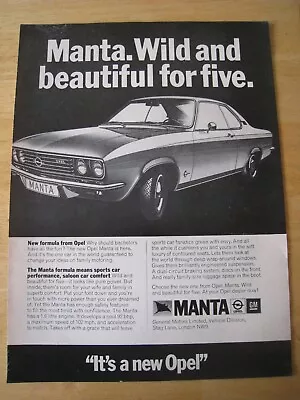 Manta Wild And Beautiful For Five Car 1970 Advert A4 File 11 • $2.47