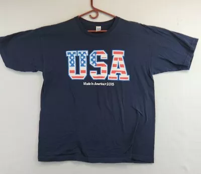 2015 Made In America Flag Logo Mens Navy Blue T-shirt Size XL • $15.29