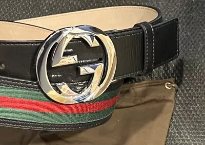 Classic Gucci  Men’s Belt With Black Leather Size 110/44 Fits 38-40 Pants/Jeans • $209