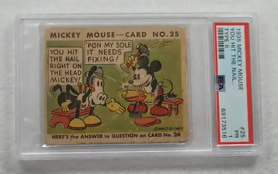 Rare 1935 MICKEY MOUSE Card #25 R89 Bubble Gum Inc. Type II-PSA 1 • $104.99