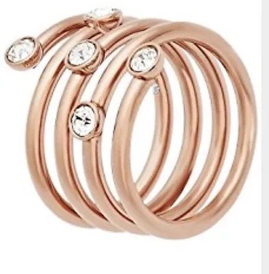 Michael Kors MKJ5539791 Rose Gold Tone Spiral Crystal Ring Size 6 $95 • $49.99