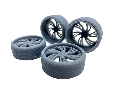 1/24 1/25 Scale Billet Truck Car Wheels And Tires Set Staggered And Deep Dish • $17.41