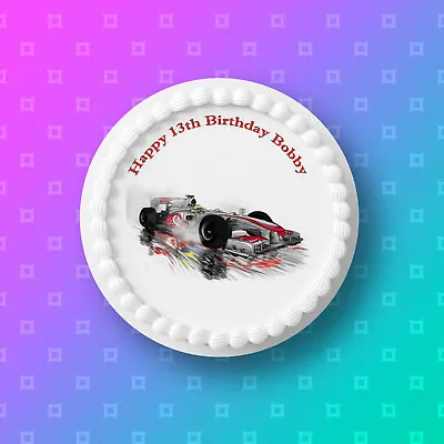 F1 Formula One Racing Car Pre-cut Edible Icing Cake Topper Or Ribbon 01 • £5.45