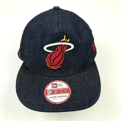 VINTAGE Miami Heat Hat Cap Size M - L Snapback Blue Denim Embroidered Adult NBA • $11.63