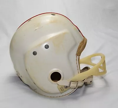 Macgregor E700 Vintage Football Helmet & Chin Strap Leather Padding White W/ Red • $194.99