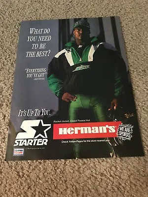 Vintage JOHNNY MITCHELL NEW YORK JETS STARTER ROCKET JACKET Poster Print Ad HAT • $7.99