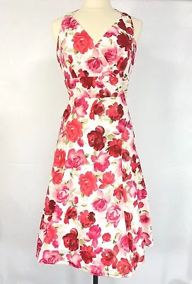 Maggy London Dress Vintage Style Garden Party Barbie Core Floral 12 Sleeveless • $44.89