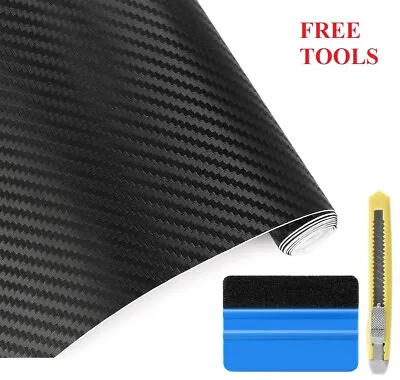 3D Carbon Fiber Matte Black Textured Vinyl Wrap Sticker Decal Air Bubble Free • $2.59