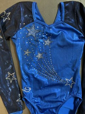 $20 • Buy DreamLight Child 10-12 Rhinestone Competition Gymnastics Leotard Black /royal