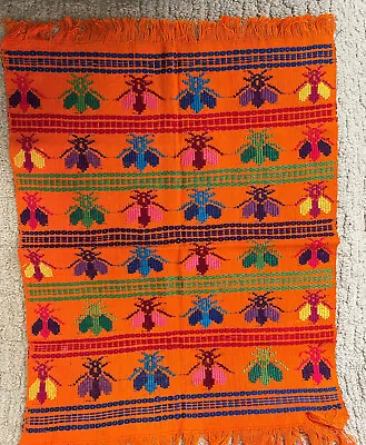 Vintage Antigua Guatemala Multicolored Bug Butterfly Weaving Hand Loomed Textile • $71.33