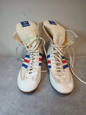 Vintage 1985 Adidas Rocky Boxing Boots In Red White And Blue Size 10 • $1299.99