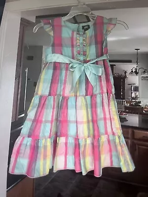 Girls H&M Rainbow Color Dress With Blue Bow. • $12.50