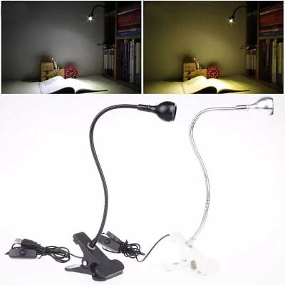 Bed Table Desk Flexible Clip-on Reading Light USB LED Booklight Book Lamp • $17.96