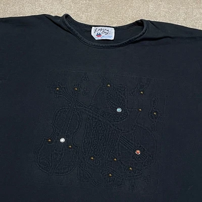 $20 • Buy Cowboy Embossed T Shirt Men XL Adult Black Music Country Boots Guitar Vintage