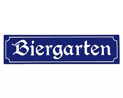 Vintage Retro Blue BIERGARTEN Oktoberfest Beer Garden METAL TIN SIGN WALL PLAQUE • £3.99