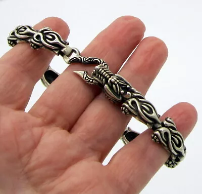 Vintage Unusual Dragon Sterling Silver 50.4 Gram Mouth Tail Clasp Bracelet • $647.96