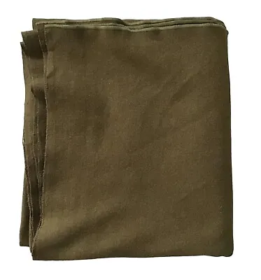 Vintage Wool Army Blanket Olive Green 62 X 77 Camping Outdoors Camp Hunting • $29