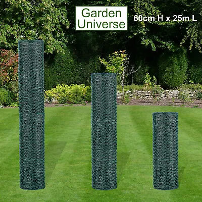 Chicken Wire PVC Coated Green Garden Universe Mesh Fencing Poultry Rabbit Aviary • £19.99