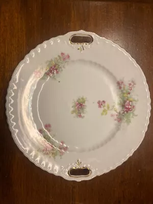 Lovely Antique Victoria Carlsbad Austria 2 Open Handled Cake Plate Pink Floral • $13.93