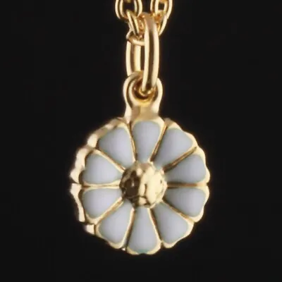 $158 • Buy GEORG JENSEN Sterling Pendant With White Enamel. 7 Mm. Gilded Daisy. NEW!