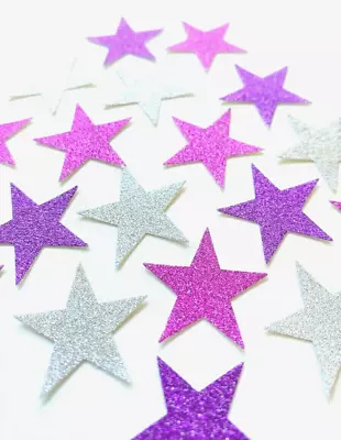 50 Sparkly Stars Purple Pink Silver Card Making Craft Embellishments Scrapbook  • £1.75