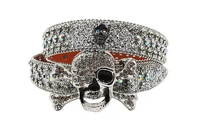 Unisex Punk Skull Sparkle Diamond Belt Punk Vintage Rhinestone Skull Belt • $19.69