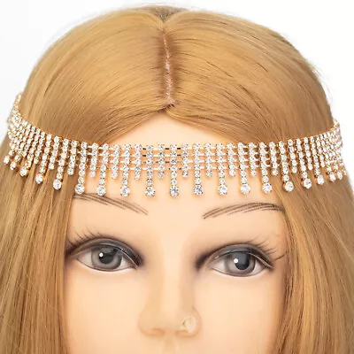 £6.99 • Buy 1920's GATSBY CRYSTAL RHINESTONE TASSEL CHAIN HEADBAND HAIR WEDDING BRIDAL PROM