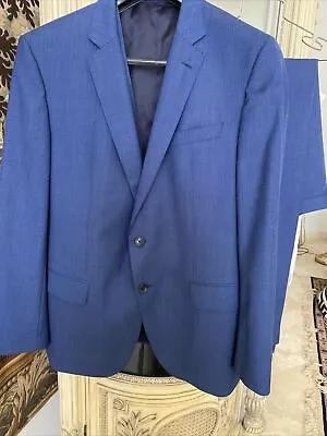 Hugo Boss Drago Woven In Italy 🇮🇹 Super 130 3-Piece Suit Set 46 R In Blue • $225