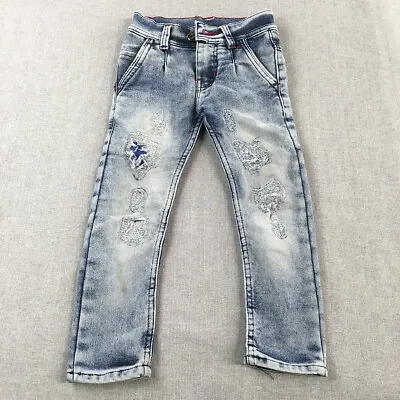 Zara Kids Jeans Size 8 Years Blue Light Wash Distressed Denim Skinny • $19.97