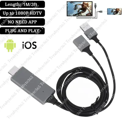 1080P USB HDMI Cable Phone To Digital TV HDTV AV Adapter For IPhone IPad Android • $11.84