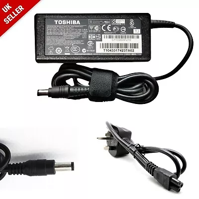 Genuine Toshiba Laptop Charger 19v - 3.42a 65w/45w/120w/75w/90w With Power Lead • £10.99