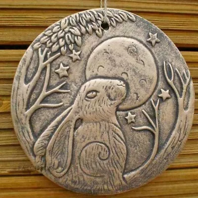 Moon Gazing Hare Wall Hanging Plaque Pagan Wiccan Garden Deco • £9.95