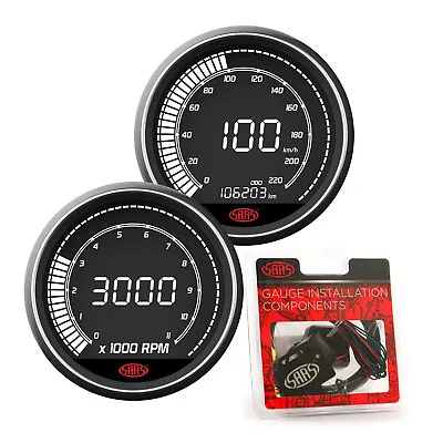 SAAS GPS Unit Tachometer Speedometer 0-220kph 80mm In Dash Muscle Digital Series • $545.85
