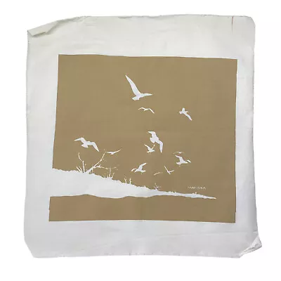Vintage Marushka Beige Seagull Shore Bird Beach Sand Screen Print Textile Canvas • $49