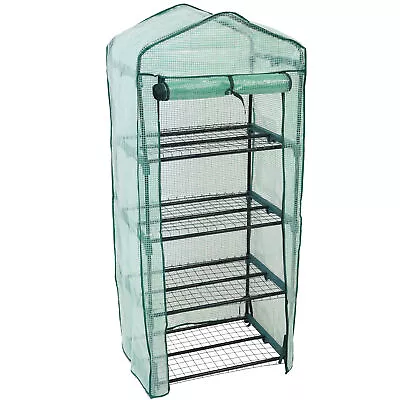 Steel PVC Cover Mini Greenhouse With 4 Shelves/Zipper - Green By Sunnydaze • $49.95