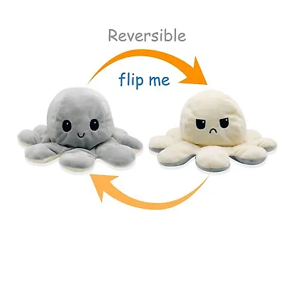 Reversible Mood Octopus Plush Baby Toy Grey/Cream • £5.99