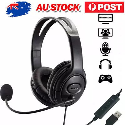 USB Wired Headphone Headset Noise Cancelling & Microphone For Computer Laptop • $21.99