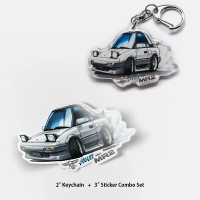 AW11 MK1 MR2 Front White Acrylic Keychain And 3  Vinyl Sticker Set JDM Car • $22