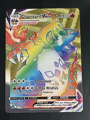 $13.99 • Buy Rare Rainbow Charizard VMAX 074 | High Quality Pokemon Gold Foil Fan Art Card