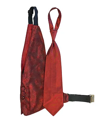 $13.49 • Buy Boys Size Red Tuxedo Vest With Tie Adjustable Open Back Wedding Ring Bearer
