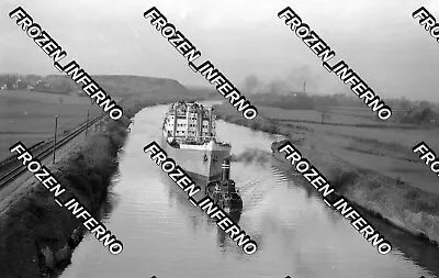 Old Negative.Steam Tug Tows Ship  Registen  On Manchester Ship Canal1954.0327 • £4.50