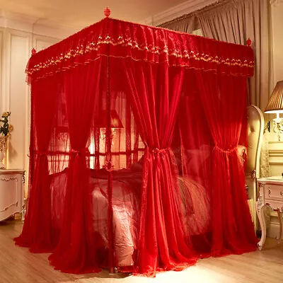 Summer Netting For Bed Luxury Mosquito Net Bed Canopy Curtain & Frames Red Color • $198.55