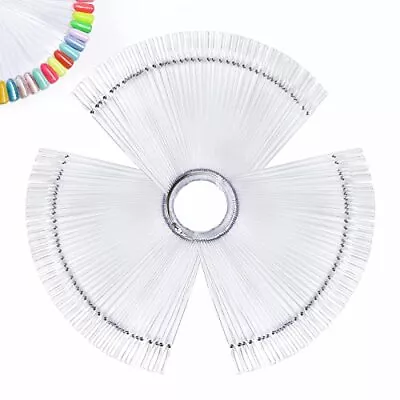 150 Pcs Clear Nail Swatch Sticks With Ring Fan Shape Nail Art Polish Display Tip • $9.96