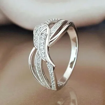 $2.29 • Buy Fashion 925 Silver Filled Cubic Zircon Ring Women Jewelry Wedding Gift Sz 6-10