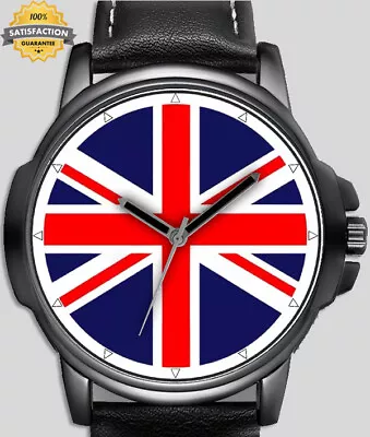 Union Jack Flag Art Flag High Quality Leather Strap Wrist Watch • £31.94